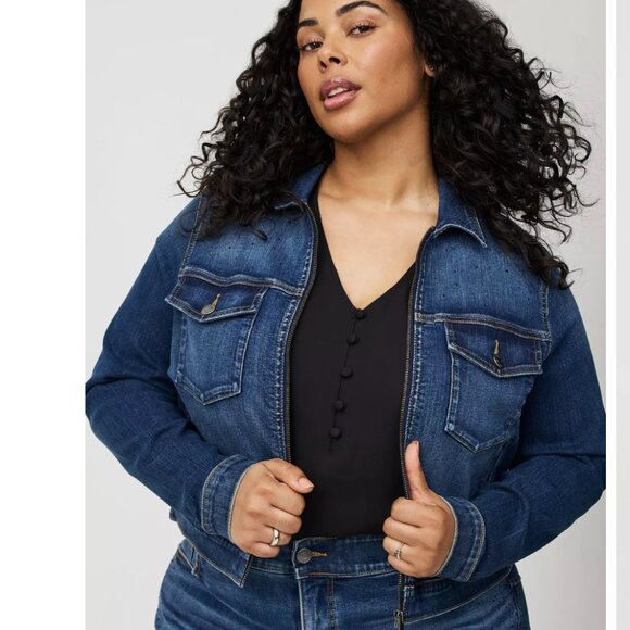 Torrid Zip Front Trucker Jacket rhinestones  sz 0 - Picture 1 of 8